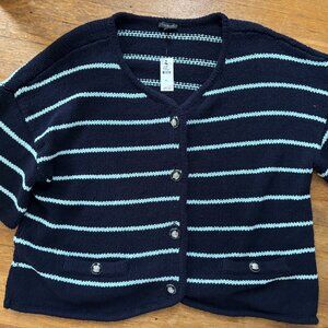 New Talbots' Short Sleeve Cardigan - Marl in Navy: Size XL
